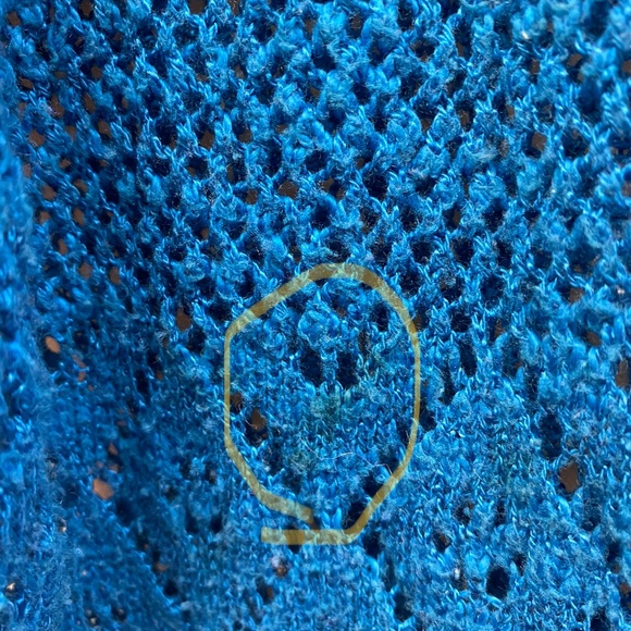 Blue open weave, crochet, eyelet sweater  Size L - Picture 5 of 7